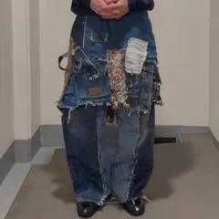 再構築　リメイク　ドッキング　スカートデニム　カスタム　y2k 古着　ゴブラン