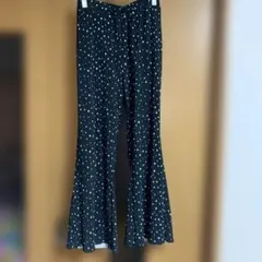 美品　黒地に白いドット パンツ　Ｌサイズ ウエストゴム