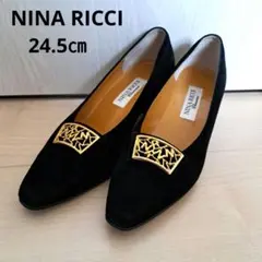 【美品】NINA RICCI スエード パンプス ブラック 24.5㎝のサムネイル