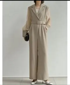 Re:EDIT オールインワン　パンツドレス　ベージュ　SHORT