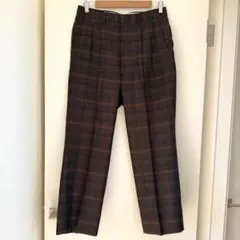 チェック柄スラックス　ブラウン