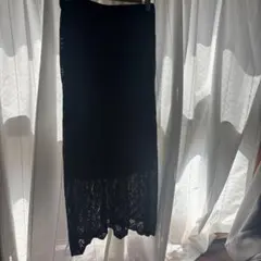 ブラック 透かし編み ロングスカートのサムネイル