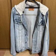 フード付きデニムジャケット L ライトブルー