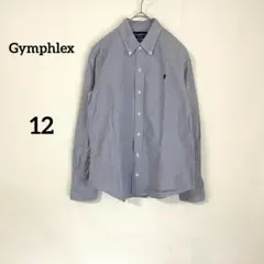 【ジムフレックス】長袖シャツ 12 ブルー スーピマコットン 無地 上品 刺繍のサムネイル