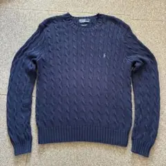 【美品】ラルフローレン　ネイビー　コットンケーブルニット Mサイズ