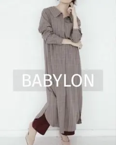 【BABYLON】24,200円ロールカラーチェックワンピースピンク★新品タグ付