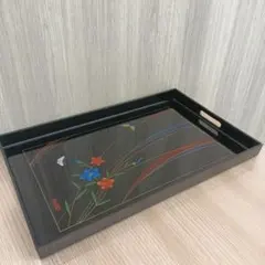 角盆 芳彩 リンドウ・蝶柄 長方形