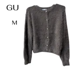 GU フェザーヤーン カーディガン ブラウン M
