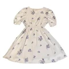 【美品】マジェスティックレゴン 花柄ワンピース フリーサイズ Vネック 半袖