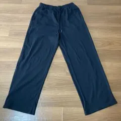 GU ストライプ柄 ブラックワイドパンツ Mサイズ