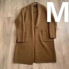ユニクロ　ウールリブニットコート　ブラウン　Mサイズ