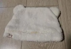 ホワイト耳付きベビー帽子 44~46cm