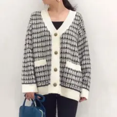 GU　ジーユー　チェックオーバーサイズカーディガン　長袖