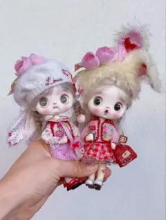 オビツ11対応 うさぎ帽子付き ガーリーコーデ 6点セット ドール服 オビツ11対応 うさぎ帽子付き ガーリーコーデ 5点セット ドール服