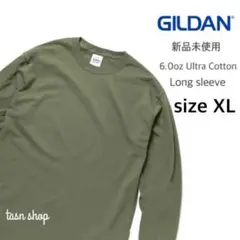 【ギルダン】新品未使用 ウルトラコットン 無地 長袖Tシャツ ミリタリー XL