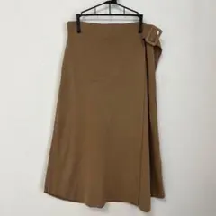 ブラウン ニットスカート　裏地・ウエストベルト付き　INDIVI アンサンブル