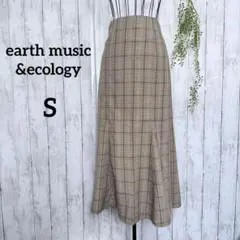 アースミュージック&エコロジー ♪ ロングスカート S チェック マーメイド