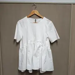 OPAQUE.CLIP 『シルク調コットン』異素材Aラインカットソー【M】