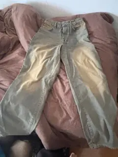 boohooMAN デニム グリーン ワイド ケミカルウォッシュy2k