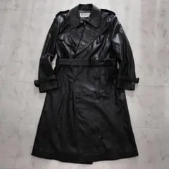 PIERRE BALMAIN レザーロングコート　羊革　Free 黒　裏地総柄 ヴィンテージ バルマン Vintage BALMAIN 北川タグ ラムレザー コート