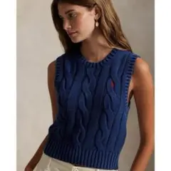 Polo Ralph Laurenケーブルニットクロップドベスト　M