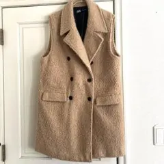 ZARA ダブルブレスト ベスト Lサイズ ベージュ