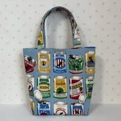 ミニトートバッグ　黒猫　ネコ缶詰柄　ハンドメイド