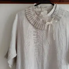 ELLIFE リネン ベージュ ロングワンピース 半袖