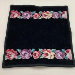 FEILER 花柄 コットンハンカチ 黒