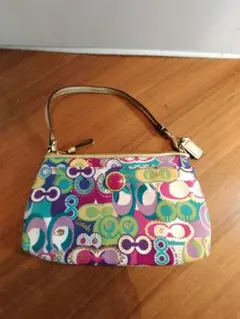 COACH/ポピー/キャンバス/ハンドバッグ カラフル　ゴールド