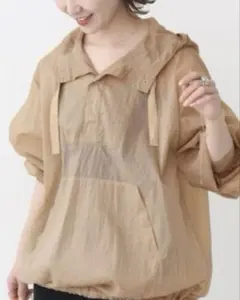 スピックアンドスパン シアーアノラックブルゾン ベージュ