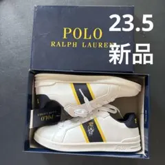 ラルフローレン　ポロベア　刺繍　スニーカー ホワイト/ネイビー　23.5cm