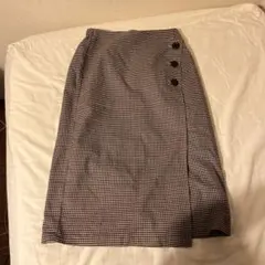 VIS チェック柄 巻きスカート風ミドル丈スカート Mサイズ