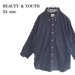 ビューティーアンドユース/ドット柄シャツ/ボタンダウン/コットン/XL/ネイビーのサムネイル