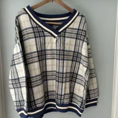 SHEIN Honeyspot オーバーサイズセーター　チェック柄長袖