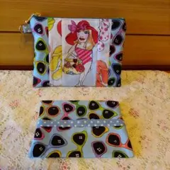 ロラライハリス　ハンドメイド フラットポーチ ティッシュケース セットのサムネイル