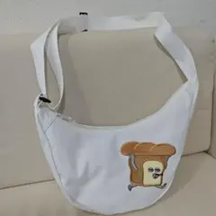 秋*海様 パンどろぼう 刺繍 キャンバスショルダーバッグ ホワイト