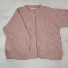 ピンク ニット カーディガン 長袖
