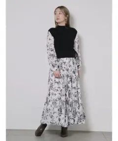 SNIDEL ニットベストコンビワンピース