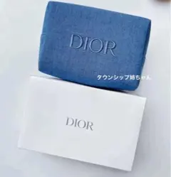 ディオール ノベルティ　スクエア　刺繍ポーチ　デニム