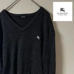 BURBERRY BLACK LABEL/ボーダーニット/3/ブラック×グレーのサムネイル
