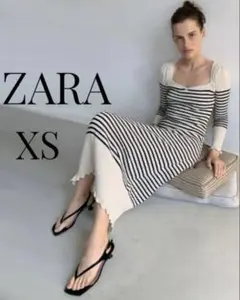 ZARA ボーダーニットロングワンピース♡XS