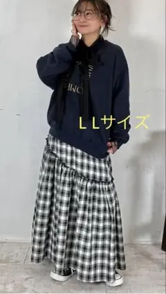 신품 미사용 タグ付き しまむら ヘルムチェックスカート オンライン限定LLサイズ
