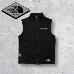 〈ザ・ノースフェイス〉ナイロンベスト　S 黒　企業ロゴ　ドローコード付き f