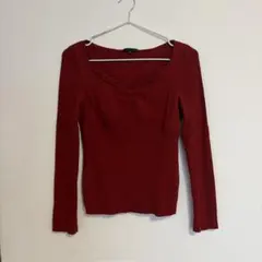 フラジール　長袖リブニット ボルドー フリルネックのサムネイル