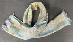 日本製　二重ガーゼ　マフラー　コットン　ボーダーチェック　新品