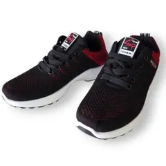 XBO SPORTS スニーカー 通気性 超軽量 ブラック×レッド