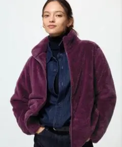 ユニクロ ファーリーフリースフルジップジャケット ボルドー