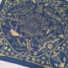 バンダナ ネイビー　80s ヴィンテージ　マリン柄 スカーフ　アメカジ