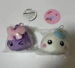 新品未使用タグ付　ほっぺちゃん　マスコットキーチェーン（紫・白）　２個セット